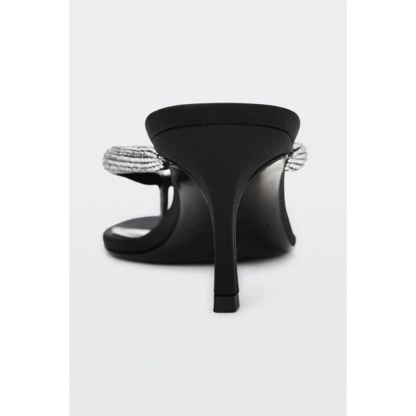 Alexander Wang Courtney 65mm Thong Logo Sandal in Black and Silver | Sandals | Coveti