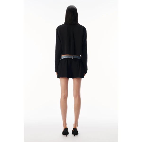 Alexander Wang Cropped Button-Down Shirt in Black | Shirts | Coveti
