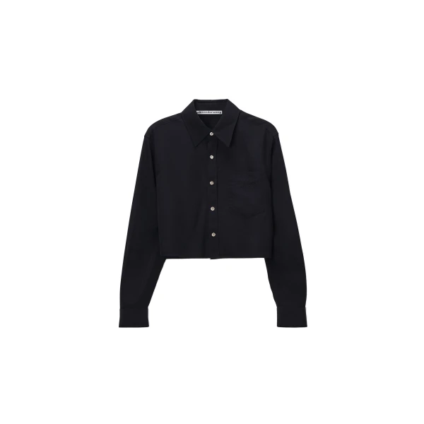 Alexander Wang Cropped Button-Down Shirt in Black | Coveti