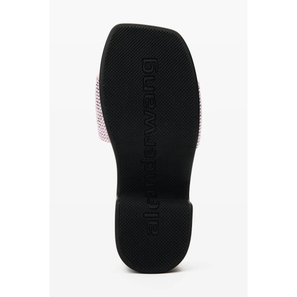 Alexander Wang Crystal Hotfix 85mm Platform Slide in Pink | Flip Flops & Slides | Coveti