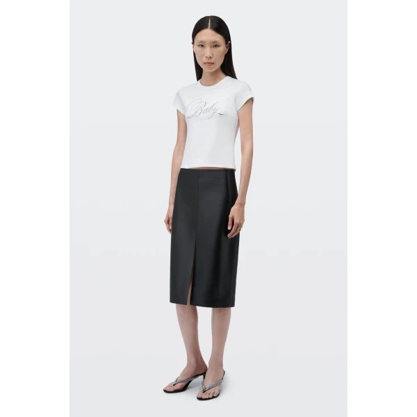 Alexander Wang Crystal Hotfix Baby Graphic Fitted Tee in White | T-shirts | Coveti