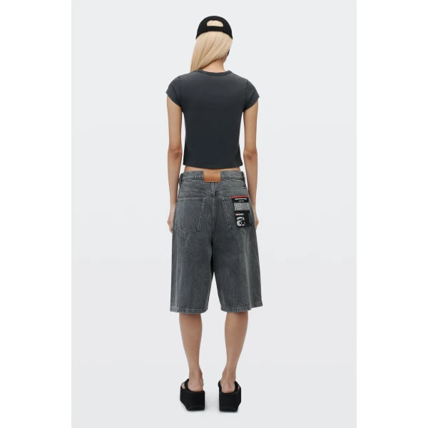 Alexander Wang Crystal Hotfix Card Graphic Fitted Tee in Washed Black | T-shirts | Coveti