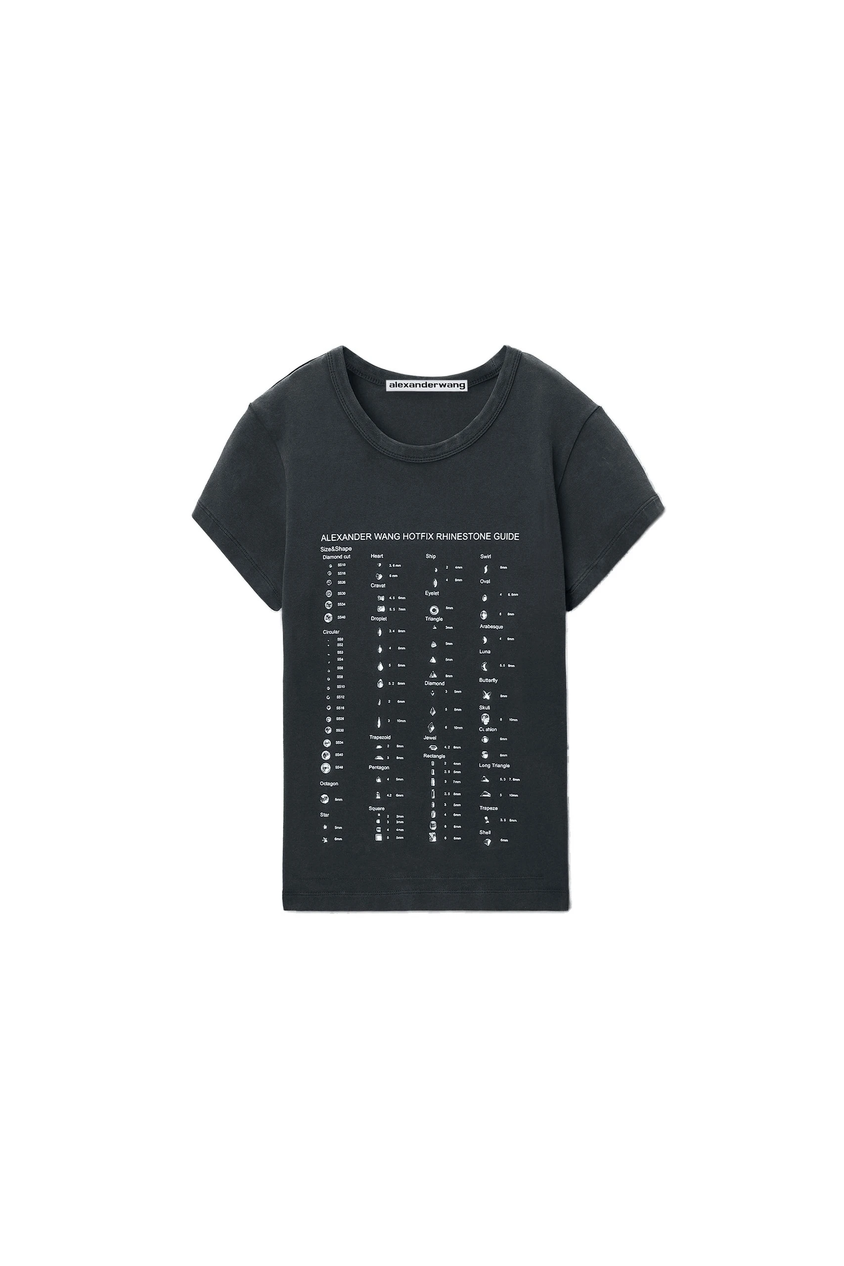 Alexander Wang Crystal Hotfix Card Graphic Fitted Tee in Washed Black Alexander Wang Crystal Hotfix Card Graphic Fitted Tee in Washed Black | Coveti