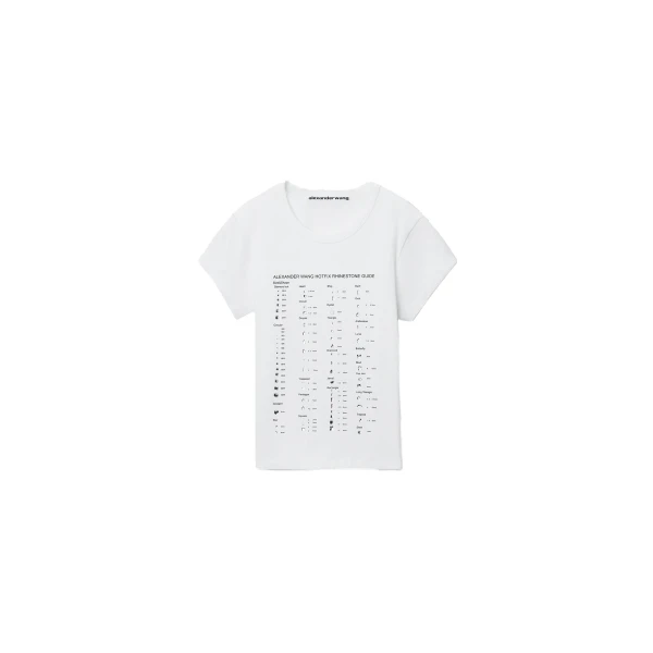 Alexander Wang Crystal Hotfix Card Graphic Fitted Tee in White | Coveti