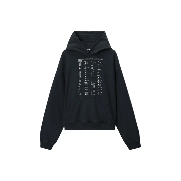 Crystal Hotfix Card Graphic Hoodie in Washed Black