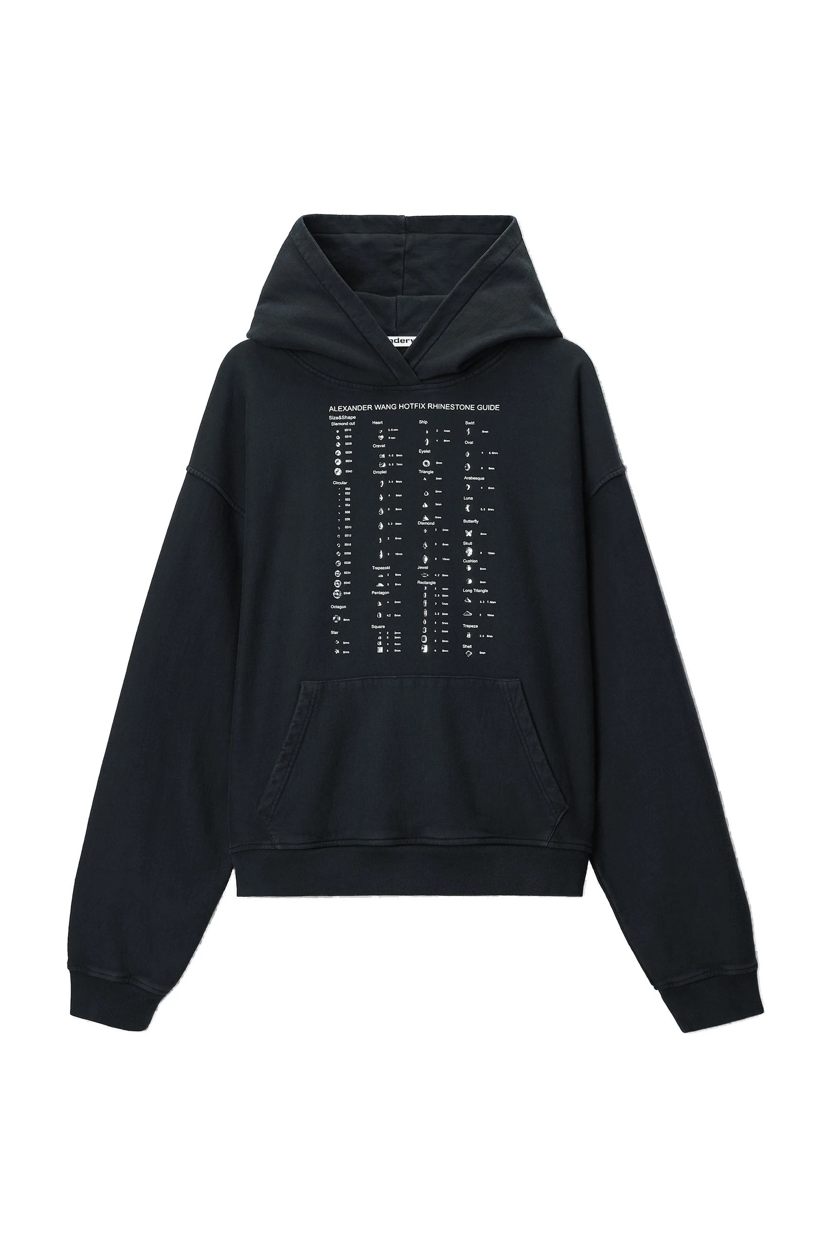 Alexander Wang Crystal Hotfix Card Graphic Hoodie in Washed Black Alexander Wang Crystal Hotfix Card Graphic Hoodie in Washed Black | Coveti