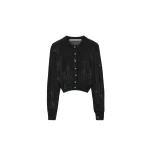 Alexander Wang Crystal Hotfix Cropped Cardigan in Black | Coveti