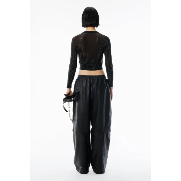 Alexander Wang Crystal Hotfix Cropped Cardigan in Black | Cardigan | Coveti