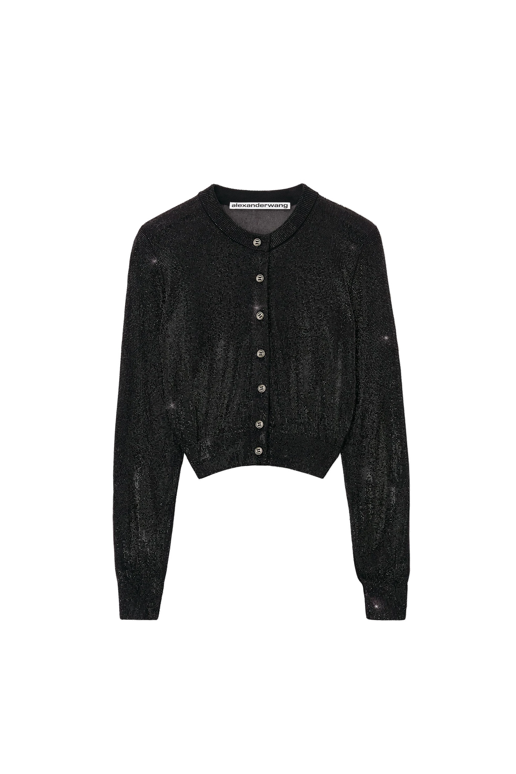 Alexander Wang Crystal Hotfix Cropped Cardigan in Black Alexander Wang Crystal Hotfix Cropped Cardigan in Black | Coveti