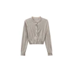 Alexander Wang Crystal Hotfix Cropped Cardigan in Champagne | Coveti