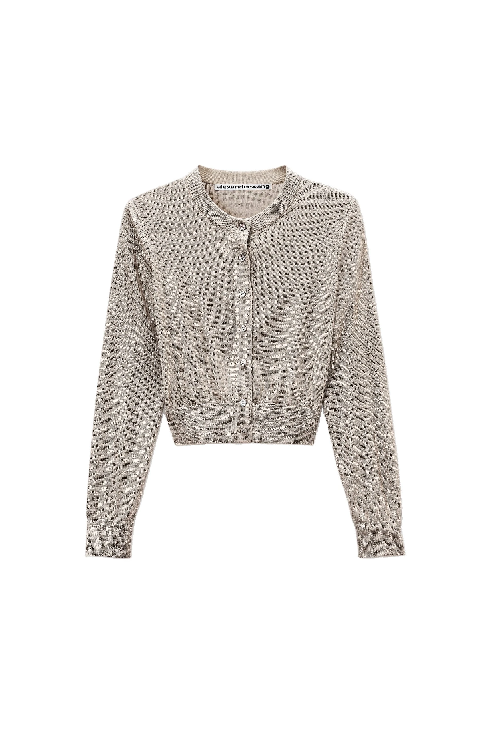 Alexander Wang Crystal Hotfix Cropped Cardigan in Champagne Alexander Wang Crystal Hotfix Cropped Cardigan in Champagne | Coveti