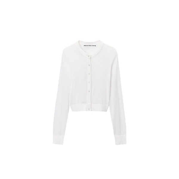 Crystal Hotfix Cropped Cardigan in Soft White