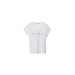 Alexander Wang Crystal Hotfix Cursive Logo Fitted Tee in White | Coveti