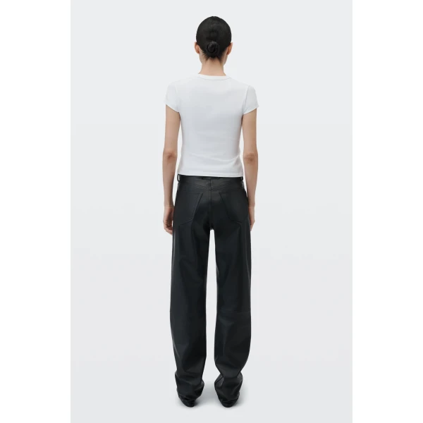 Alexander Wang Crystal Hotfix Cursive Logo Fitted Tee in White | T-shirts | Coveti