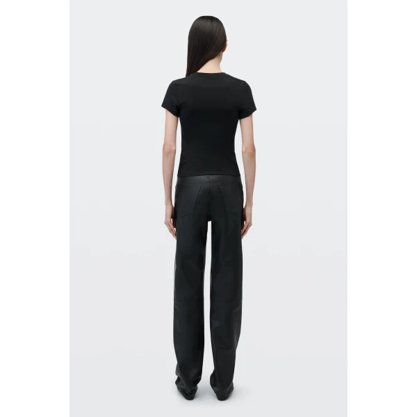 Alexander Wang Crystal Hotfix Daddy Graphic Fitted Tee in Black | T-shirts | Coveti