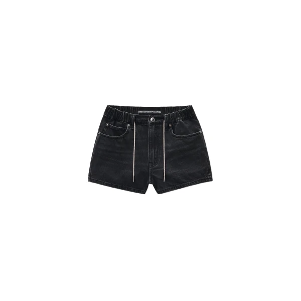Alexander Wang Crystal Hotfix Drawcord Short in Grey Aged | Coveti