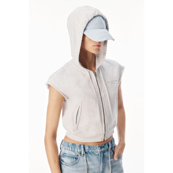 Alexander Wang Crystal Hotfix Drawcord Short in Light Bleach | Denim Shorts | Coveti