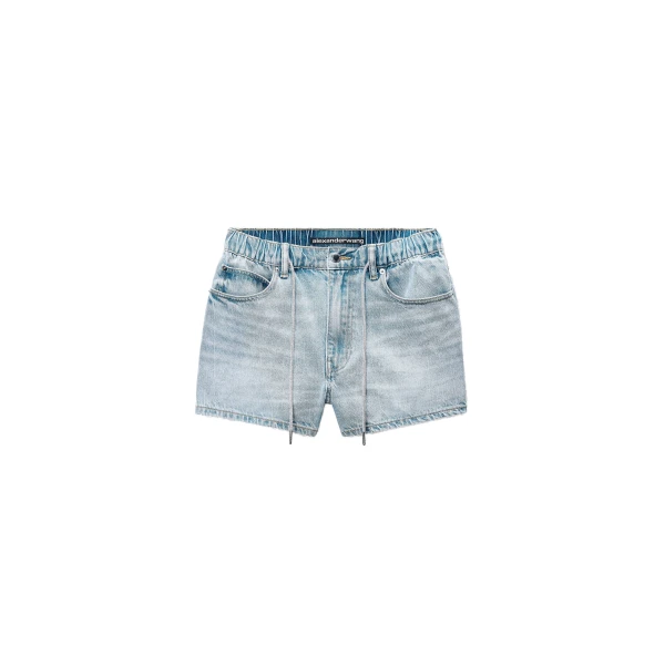 Crystal Hotfix Drawcord Short in Light Bleach