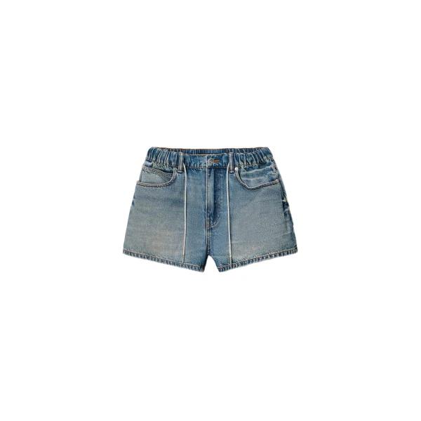 Crystal Hotfix Drawcord Short in Tinted Medium Indigo