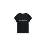 Alexander Wang Crystal Hotfix Furry Graphic Fitted Tee in Black | Coveti