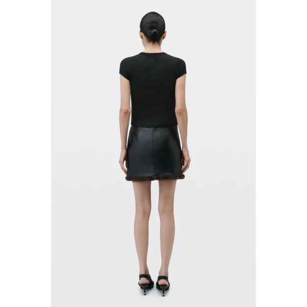 Alexander Wang Crystal Hotfix Furry Graphic Fitted Tee in Black | T-shirts | Coveti