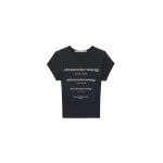 Alexander Wang Crystal Hotfix Gradient Logo Fitted Tee in Washed Black | Coveti