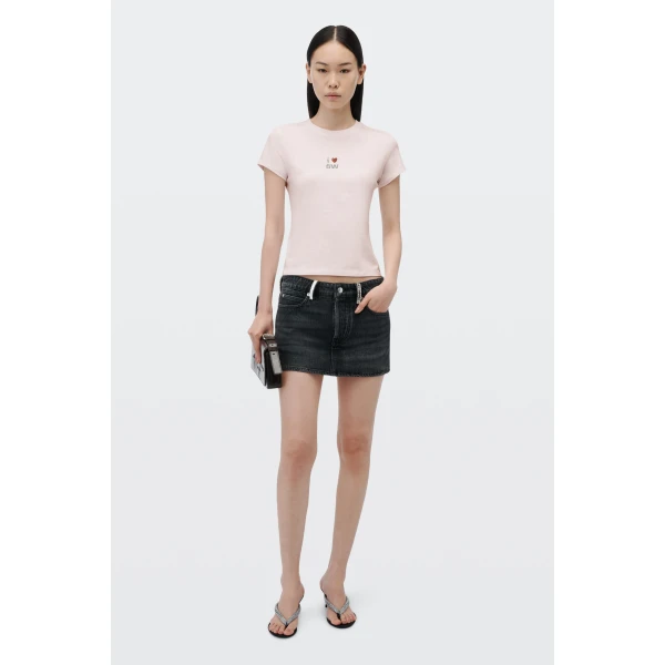 Alexander Wang Crystal Hotfix I Heart AW Tee in Light Pink | T-shirts | Coveti