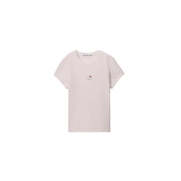 Alexander Wang Crystal Hotfix I Heart AW Tee in Light Pink | Coveti