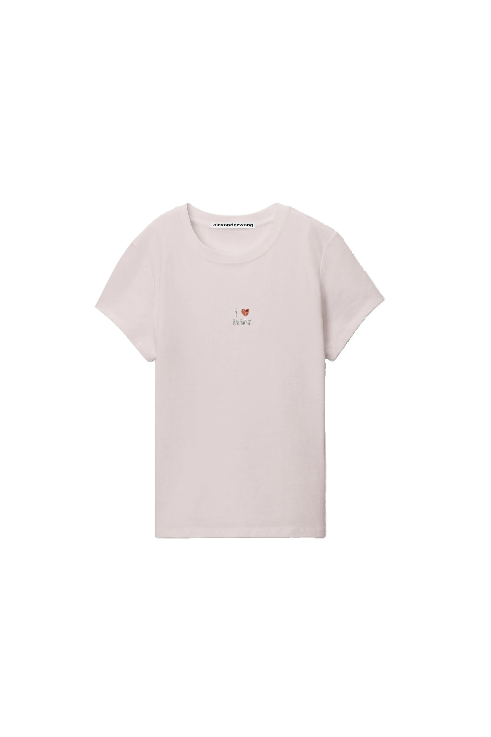 Alexander Wang Crystal Hotfix I Heart AW Tee in Light Pink Alexander Wang Crystal Hotfix I Heart AW Tee in Light Pink | Coveti