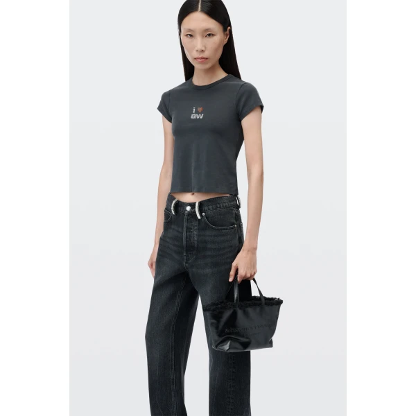 Alexander Wang Crystal Hotfix I Heart AW Tee in Washed Black | T-shirts | Coveti