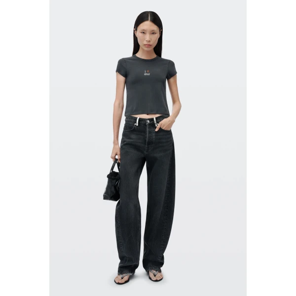 Alexander Wang Crystal Hotfix I Heart AW Tee in Washed Black | T-shirts | Coveti