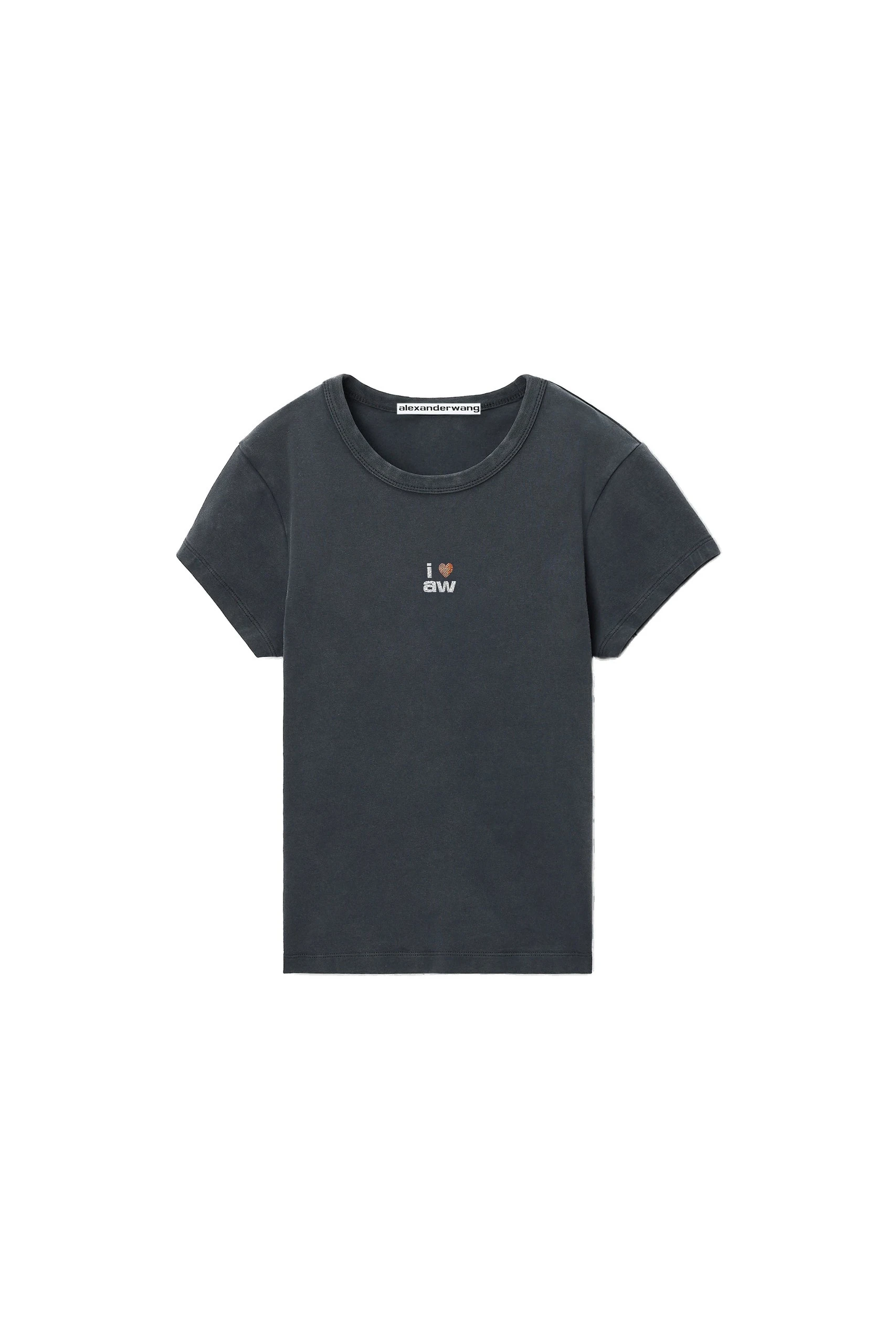 Alexander Wang Crystal Hotfix I Heart AW Tee in Washed Black Alexander Wang Crystal Hotfix I Heart AW Tee in Washed Black | Coveti