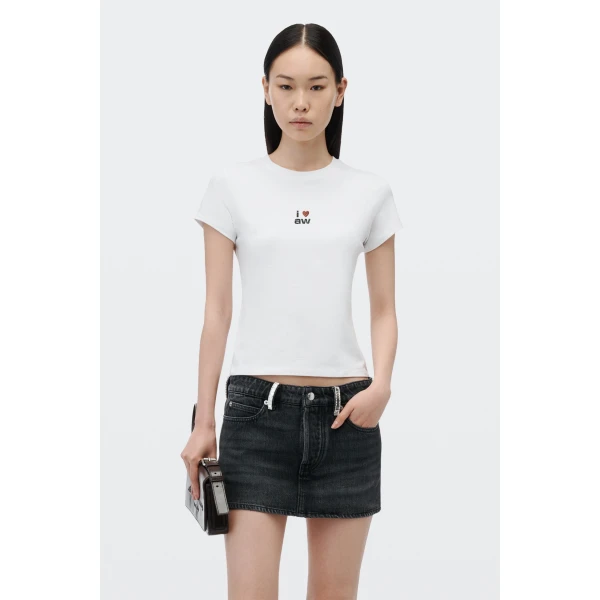 Alexander Wang Crystal Hotfix I Heart AW Tee in White | T-shirts | Coveti