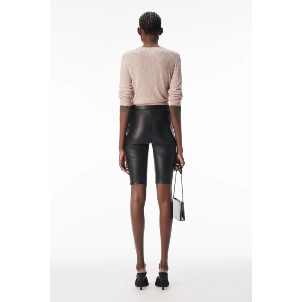 Alexander Wang Crystal Hotfix Knotted Deep V-Neck Cardigan in Nude | Cardigan | Coveti