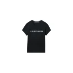 Alexander Wang Crystal Hotfix Leather Graphic Fitted Tee in Black | Coveti