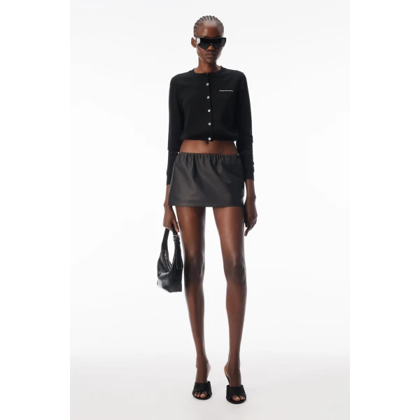 Alexander Wang Crystal Hotfix Logo Cardigan in Black | Cardigan | Coveti