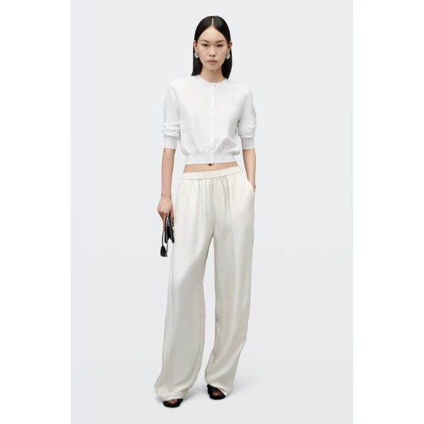 Alexander Wang Crystal Hotfix Logo Cardigan in Soft White | Cardigan | Coveti