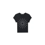 Alexander Wang Crystal Hotfix Pinwheel Fitted Tee in Washed Black | Coveti