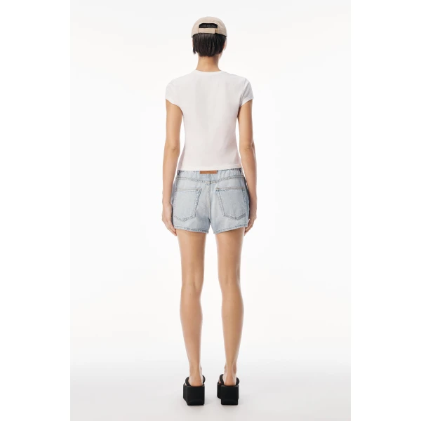 Alexander Wang Crystal Hotfix Pinwheel Fitted Tee in White | T-shirts | Coveti