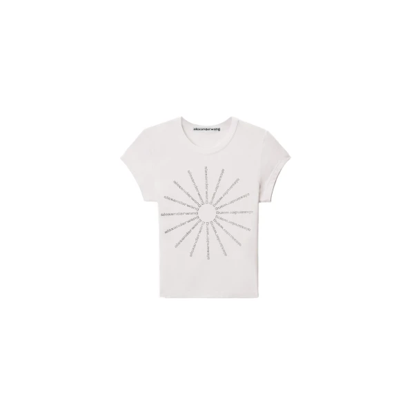 Crystal Hotfix Pinwheel Fitted Tee in White