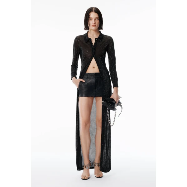 Alexander Wang Crystal Hotfix Polo Maxi Dress in Black | Maxi Dresses | Coveti