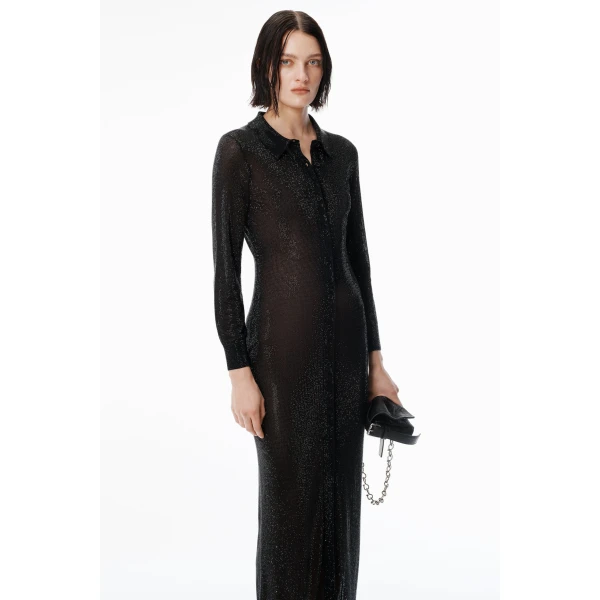 Alexander Wang Crystal Hotfix Polo Maxi Dress in Black | Maxi Dresses | Coveti