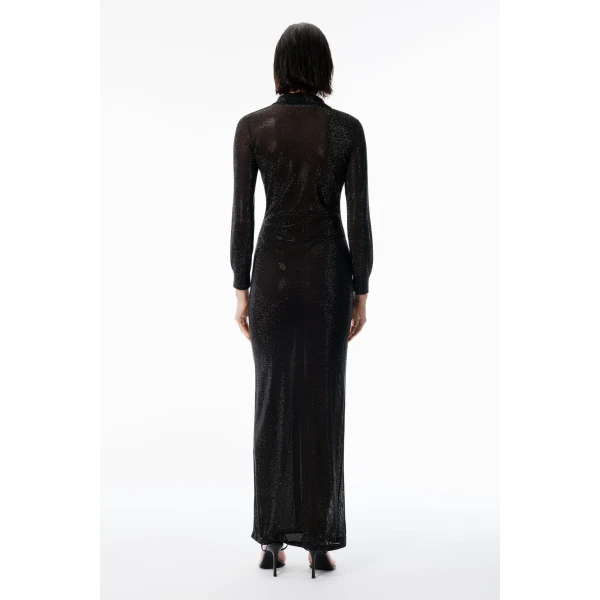 Alexander Wang Crystal Hotfix Polo Maxi Dress in Black | Maxi Dresses | Coveti
