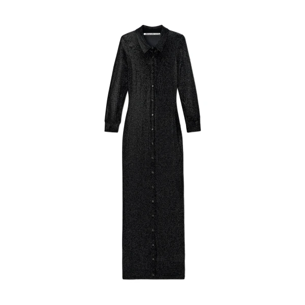 Alexander Wang Crystal Hotfix Polo Maxi Dress in Black | Coveti