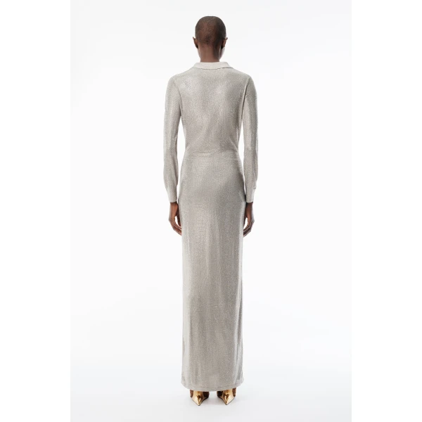 Alexander Wang Crystal Hotfix Polo Maxi Dress in Champagne | Maxi Dresses | Coveti