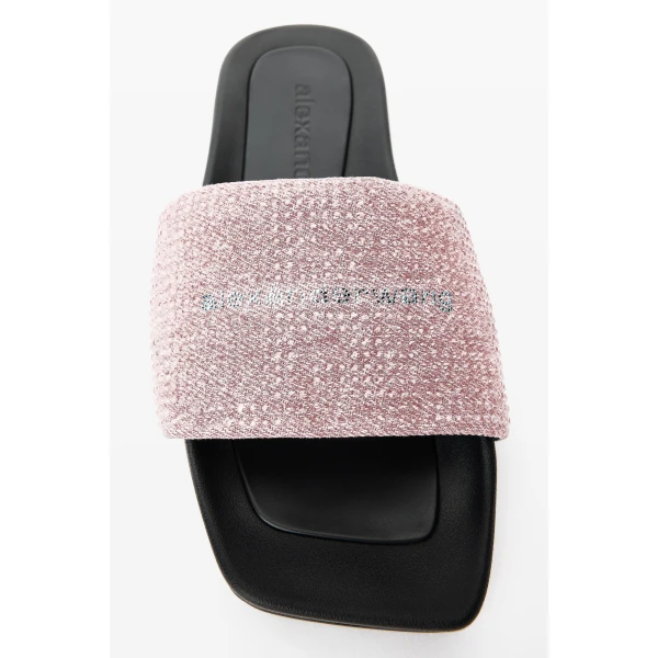 Alexander Wang Crystal Hotfix Pool Slide in Pink | Flip Flops & Slides | Coveti