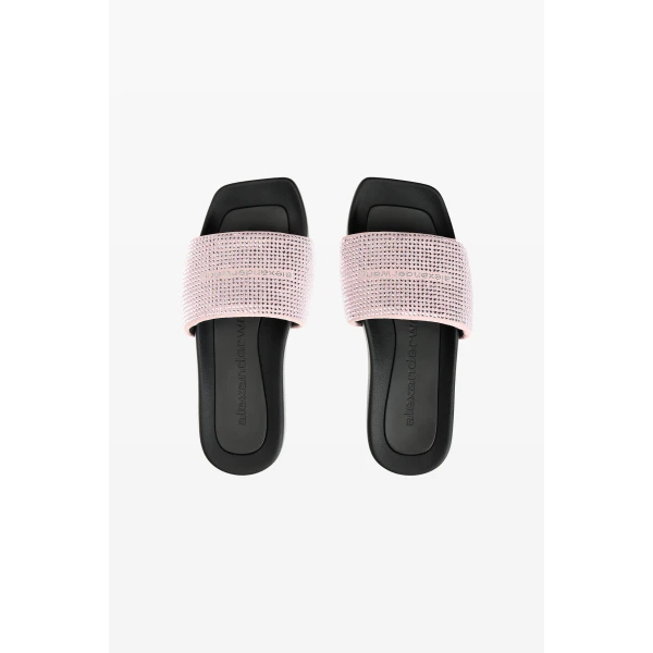 Alexander Wang Crystal Hotfix Pool Slide in Pink | Flip Flops & Slides | Coveti