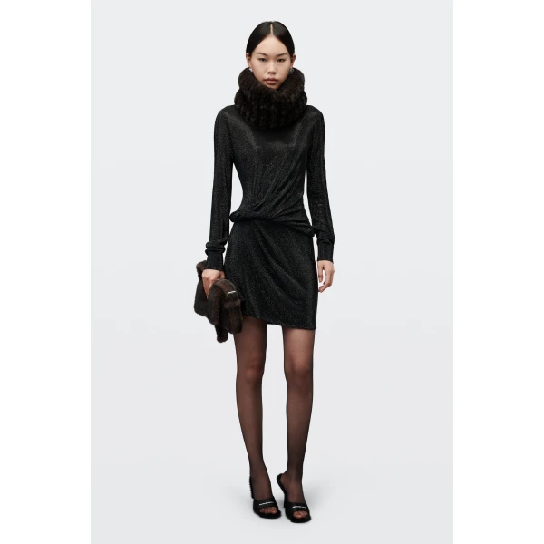 Alexander Wang Crystal Hotfix Twist Boatneck Dress in Black | Dresses | Coveti