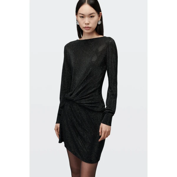 Alexander Wang Crystal Hotfix Twist Boatneck Dress in Black | Dresses | Coveti