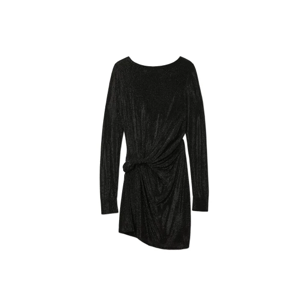 Alexander Wang Crystal Hotfix Twist Boatneck Dress in Black | Coveti